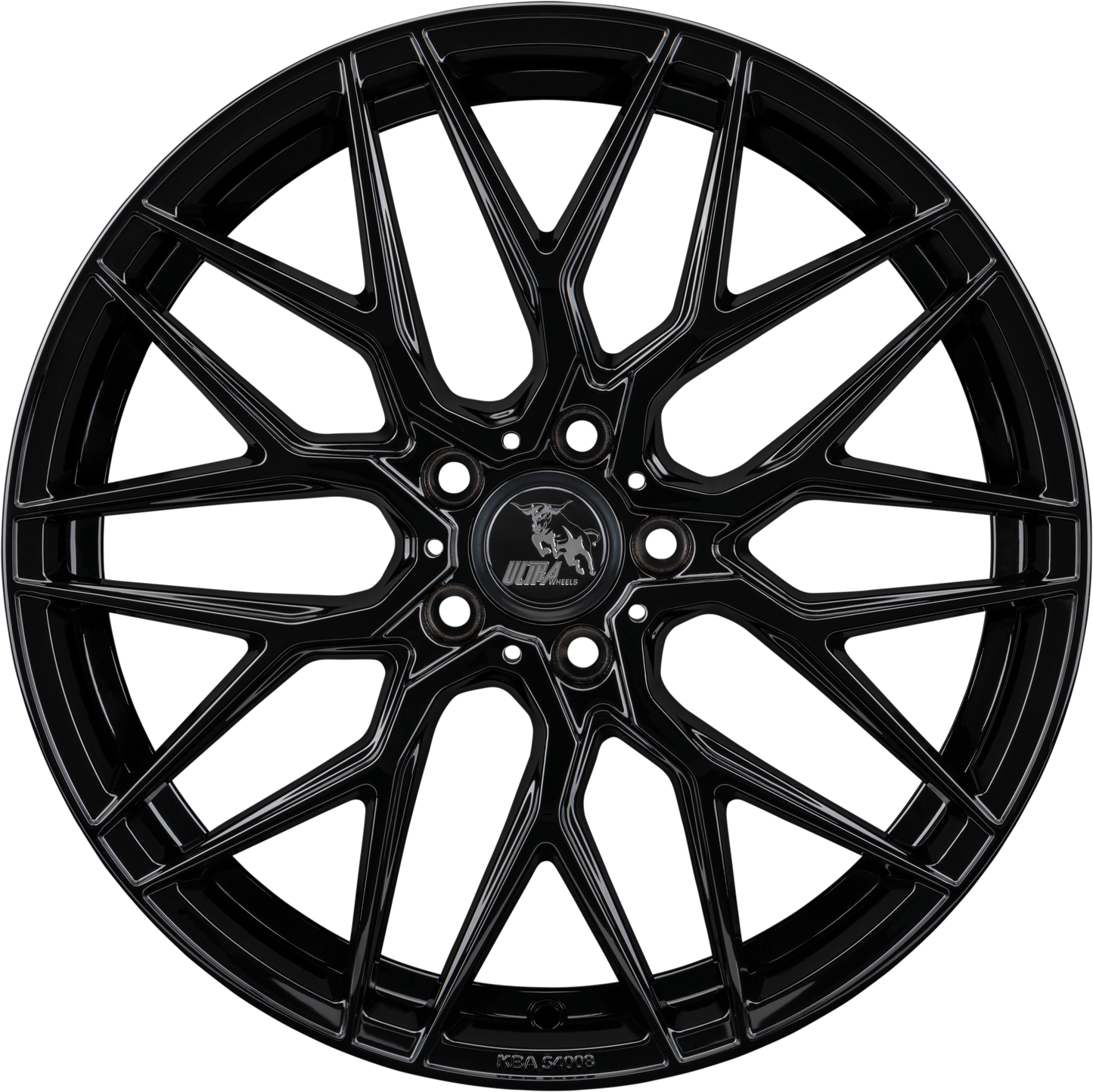 Black alloy wheel with intricate spoke design