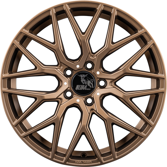 Stylish bronze alloy wheel with intricate spoke design