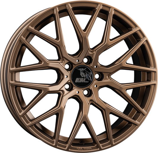 A stylish bronze alloy wheel with a multi-spoke design.