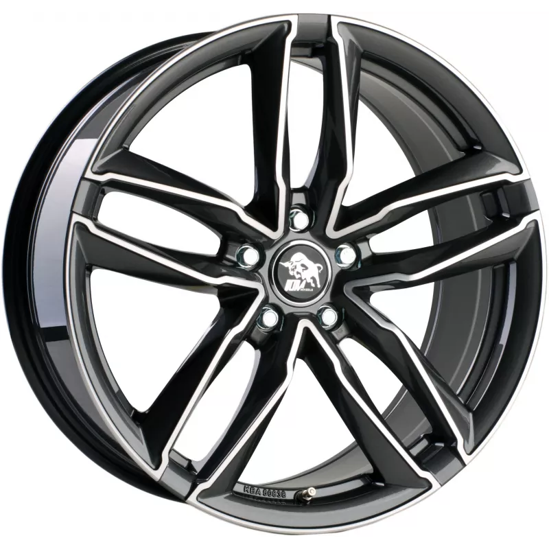 Glossy black alloy wheel with a multi-spoke design